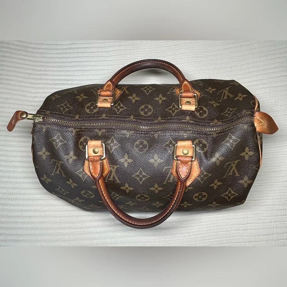 Louis Vuitton Speedy 30 Vintage 90’s Y2K Coated Canvas Purse Bag Large Patina - Picture 3 of 16